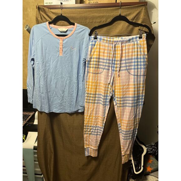 NWOT Peter Alexander Woman’s Checkered Long Sleeve Pajama Set Size Large - Picture 1 of 9